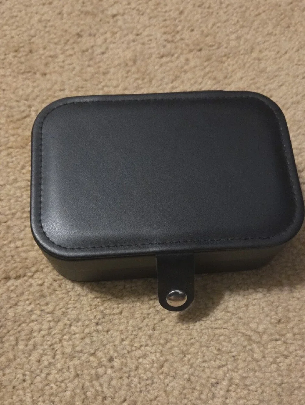 Compact Black Jewelry Travel Case With Cream Interior